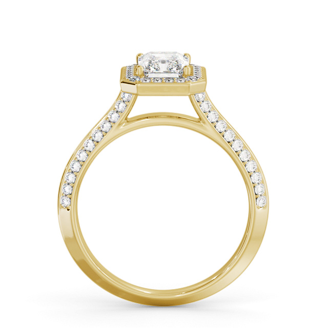 Halo Radiant Diamond Engagement Ring 9K Yellow Gold - Hayes ENRA47_YG_UP