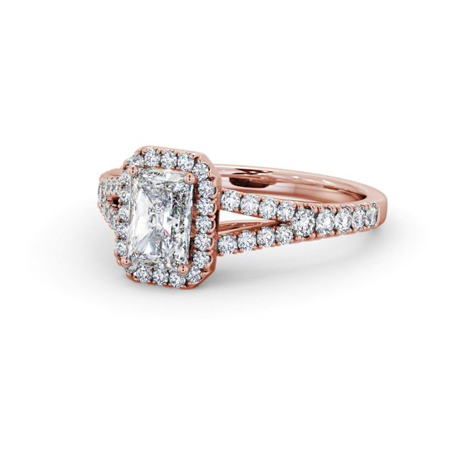 Halo Radiant Diamond Engagement Ring 18K Rose Gold - Gracey ENRA48_RG_FLAT