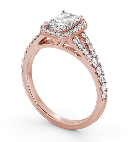 Halo Radiant Diamond Split Band Engagement Ring 18K Rose Gold ENRA48_RG_THUMB1