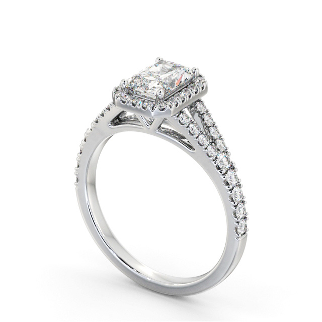 Halo Radiant Diamond Engagement Ring 18K White Gold - Gracey ENRA48_WG_SIDE