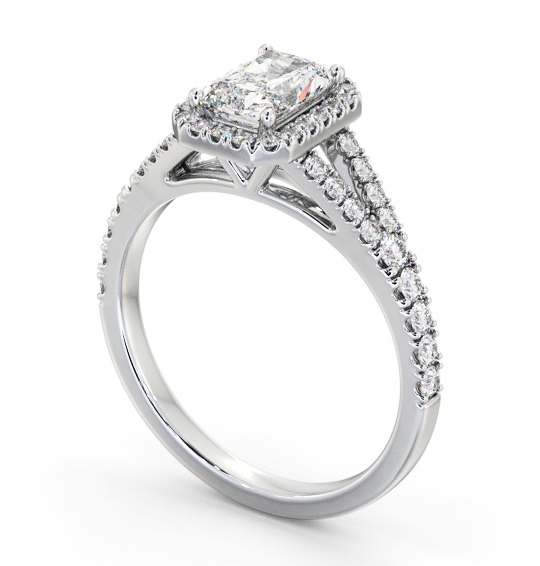 Halo Radiant Diamond Split Band Engagement Ring 9K White Gold ENRA48_WG_THUMB1 