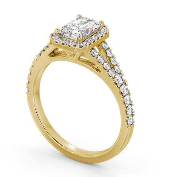 Halo Radiant Diamond Split Band Engagement Ring 18K Yellow Gold ENRA48_YG_THUMB1