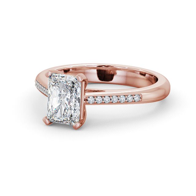 Radiant Diamond Engagement Ring 9K Rose Gold Solitaire With Side Stones - Abberton ENRA4S_RG_FLAT
