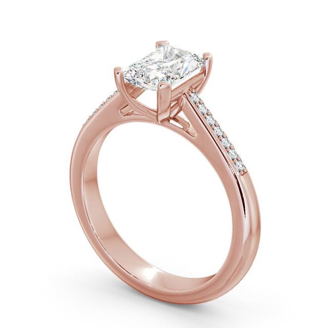 Radiant Diamond Engagement Ring 18K Rose Gold Solitaire With Side Stones - Abberton ENRA4S_RG_SIDE