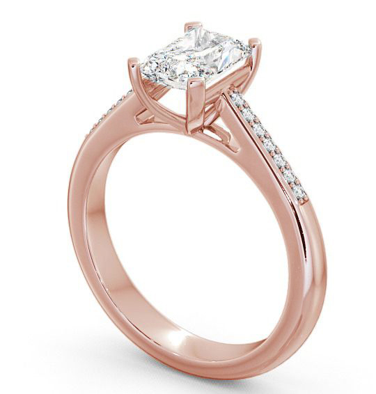 Radiant Diamond 4 Prong Engagement Ring 9K Rose Gold Solitaire with Channel Set Side Stones ENRA4S_RG_THUMB1 