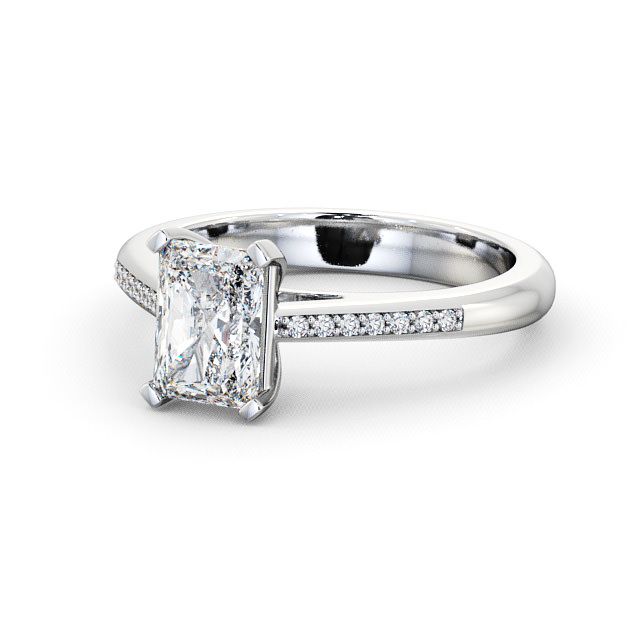 Radiant Diamond Engagement Ring 9K White Gold Solitaire With Side Stones - Abberton ENRA4S_WG_FLAT
