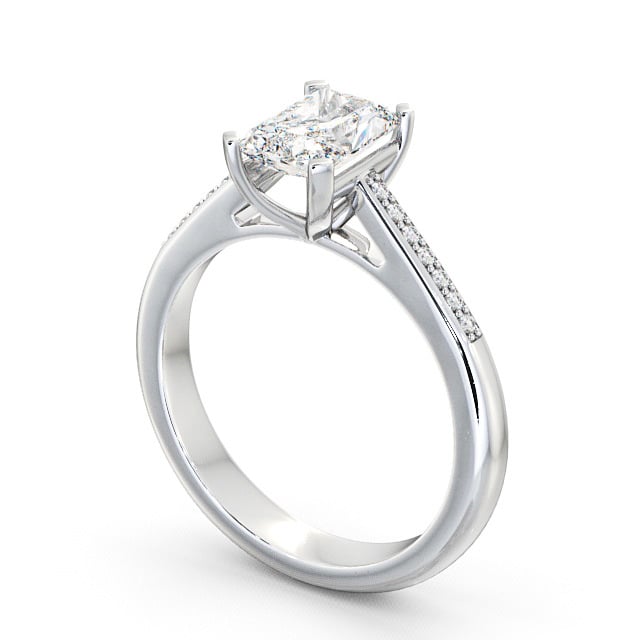 Radiant Diamond Engagement Ring 9K White Gold Solitaire With Side Stones - Abberton ENRA4S_WG_SIDE