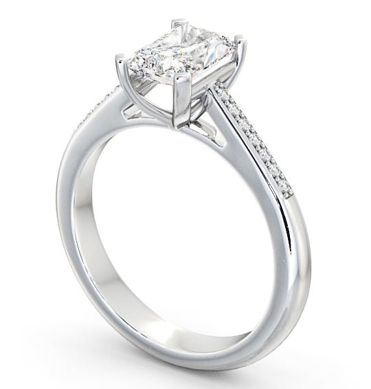 Radiant Diamond 4 Prong Engagement Ring Palladium Solitaire with Channel Set Side Stones ENRA4S_WG_THUMB1