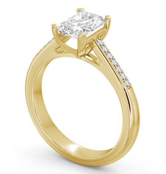 Radiant Diamond 4 Prong Engagement Ring 9K Yellow Gold Solitaire with Channel Set Side Stones ENRA4S_YG_THUMB1