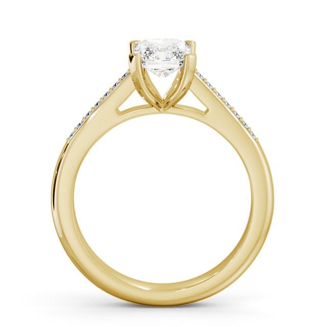 Radiant Diamond Engagement Ring 9K Yellow Gold Solitaire With Side Stones - Abberton ENRA4S_YG_UP