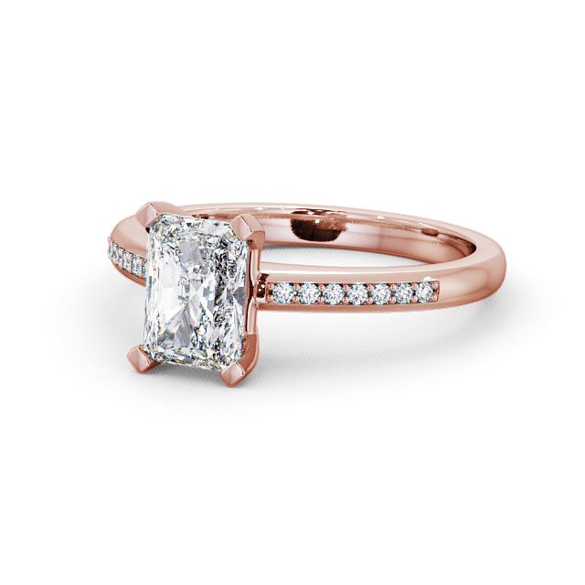 Radiant Diamond Engagement Ring 9K Rose Gold Solitaire With Side Stones - Darsham ENRA5S_RG_FLAT