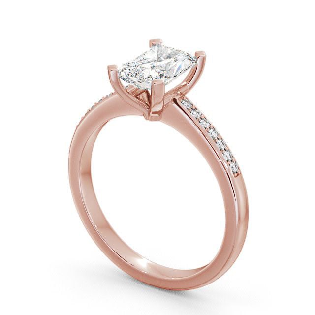 Radiant Diamond Engagement Ring 9K Rose Gold Solitaire With Side Stones - Darsham ENRA5S_RG_SIDE