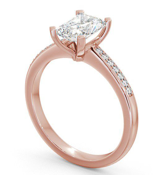 Radiant Diamond Sleek Design Engagement Ring 18K Rose Gold Solitaire with Channel Set Side Stones ENRA5S_RG_THUMB1