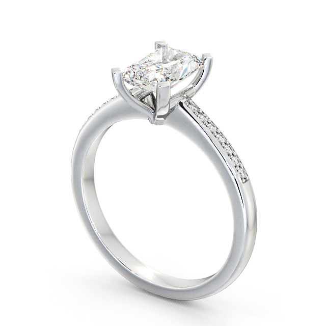 Radiant Diamond Engagement Ring 18K White Gold Solitaire With Side Stones - Darsham ENRA5S_WG_SIDE