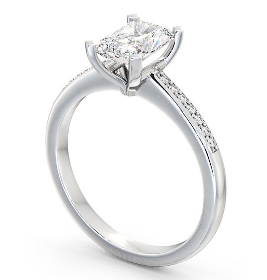 Radiant Diamond Sleek Design Engagement Ring Platinum Solitaire with Channel Set Side Stones ENRA5S_WG_THUMB1 