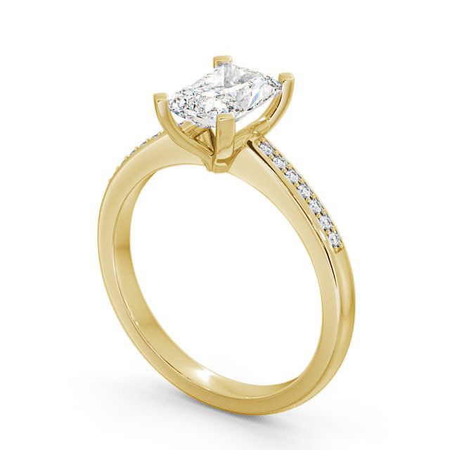 Radiant Diamond Engagement Ring 9K Yellow Gold Solitaire With Side Stones - Darsham ENRA5S_YG_SIDE
