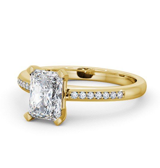  Radiant Diamond Engagement Ring 9K Yellow Gold Solitaire With Side Stones - Darsham ENRA5S_YG_THUMB2 