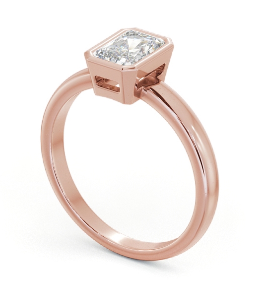 Radiant Diamond Bezel Setting Engagement Ring 18K Rose Gold Solitaire ENRA9_RG_THUMB1 