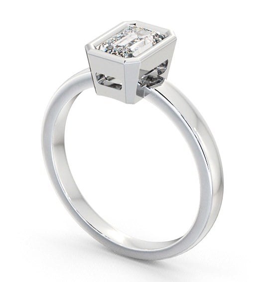 Radiant Diamond Bezel Setting Engagement Ring 18K White Gold Solitaire ENRA9_WG_THUMB1
