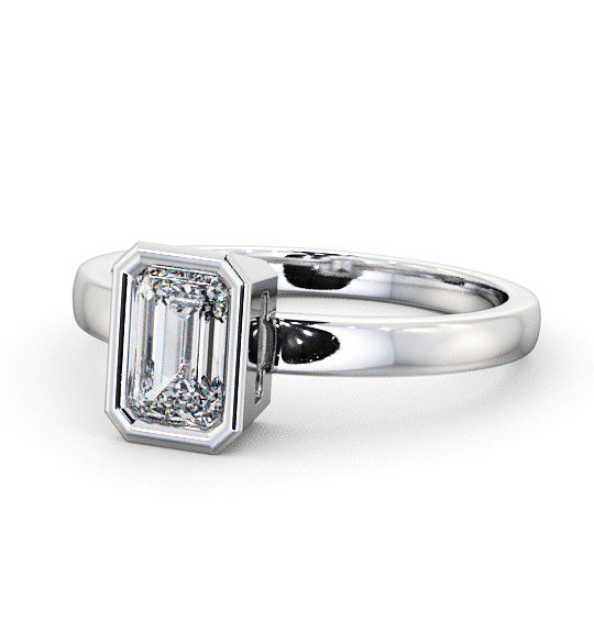 Radiant Diamond Bezel Setting Engagement Ring 18K White Gold Solitaire ENRA9_WG_THUMB2 