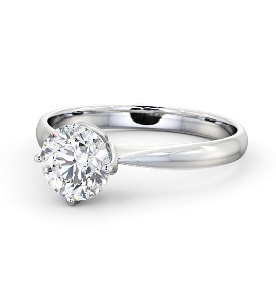 Round Diamond Open Prong Design Engagement Ring Platinum Solitaire ENRD100_WG_THUMB2 