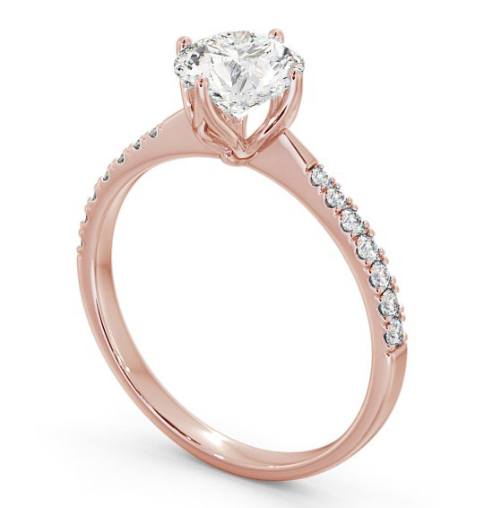 Round Diamond with leaf Shaped Prongs Engagement Ring 18K Rose Gold Solitaire with Channel Set Side Stones ENRD100S_RG_THUMB1 