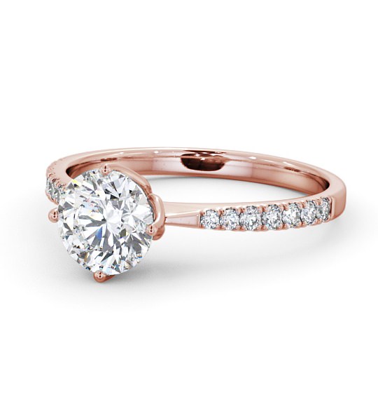  Round Diamond Engagement Ring 9K Rose Gold Solitaire With Side Stones - Selene ENRD100S_RG_THUMB2 