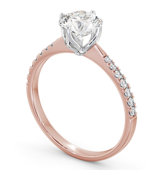 Round Diamond with leaf Shaped Prongs Engagement Ring 18K Yellow and White Gold Solitaire with Channel Set Side Stones ENRD100S_RWG_THUMB1 