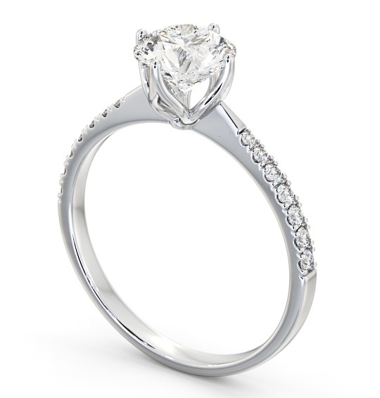 Round Diamond with leaf Shaped Prongs Engagement Ring Platinum Solitaire with Channel Set Side Stones ENRD100S_WG_THUMB1