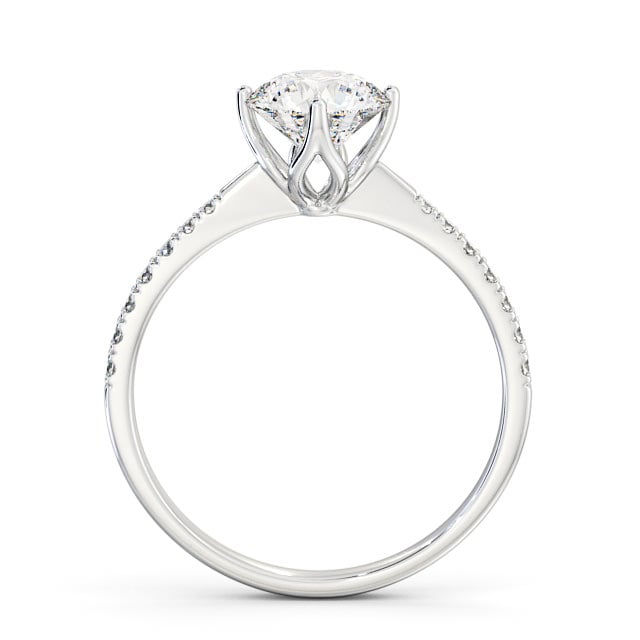Round Diamond Engagement Ring 18K White Gold Solitaire With Side Stones - Selene ENRD100S_WG_UP