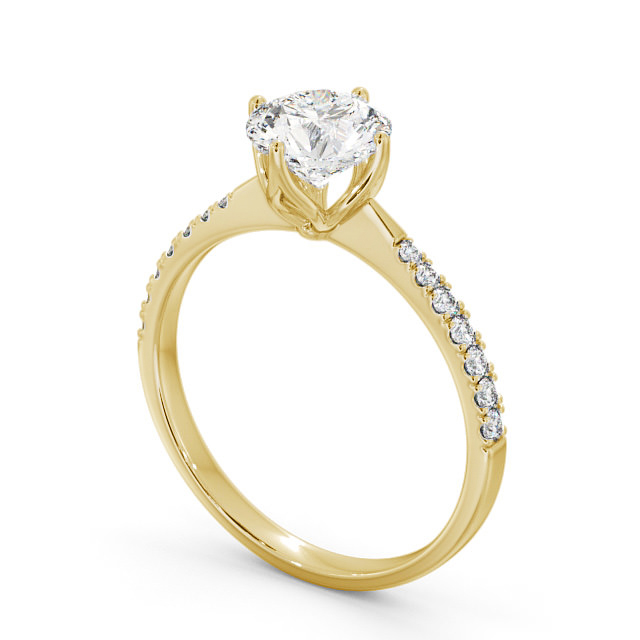 Round Diamond Engagement Ring 9K Yellow Gold Solitaire With Side Stones - Selene ENRD100S_YG_SIDE