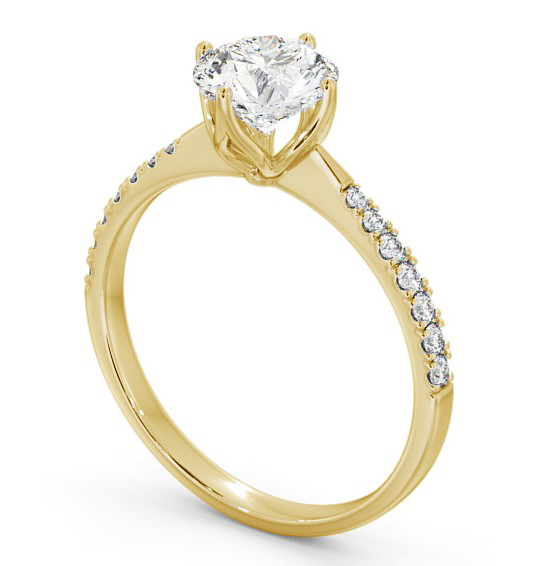 Round Diamond with leaf Shaped Prongs Engagement Ring 9K Yellow Gold Solitaire with Channel Set Side Stones ENRD100S_YG_THUMB1