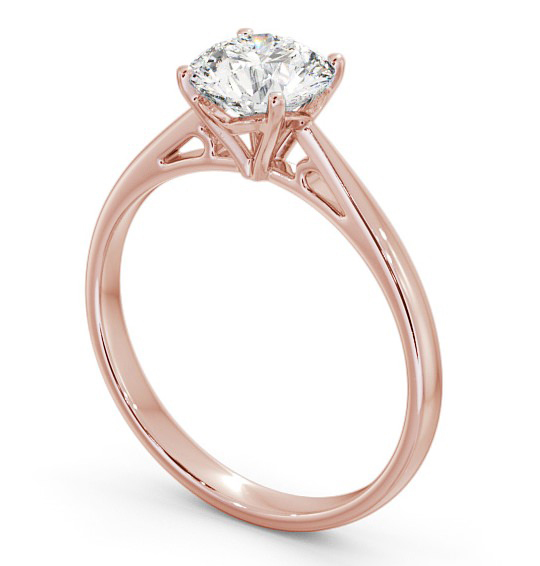 Round Diamond Cathedral Setting Engagement Ring 18K Rose Gold Solitaire ENRD102_RG_THUMB1