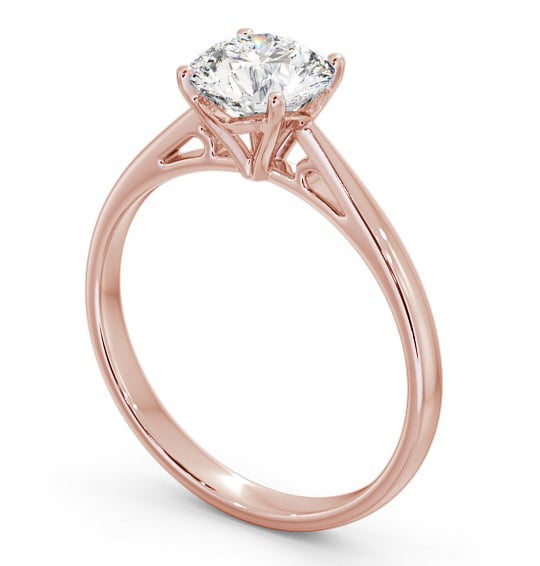 Round Diamond Cathedral Setting Engagement Ring 18K Rose Gold Solitaire ENRD102_RG_THUMB1 