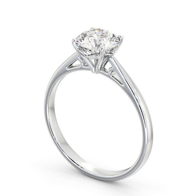 Round Diamond Engagement Ring 18K White Gold Solitaire - Cassia ENRD102_WG_SIDE