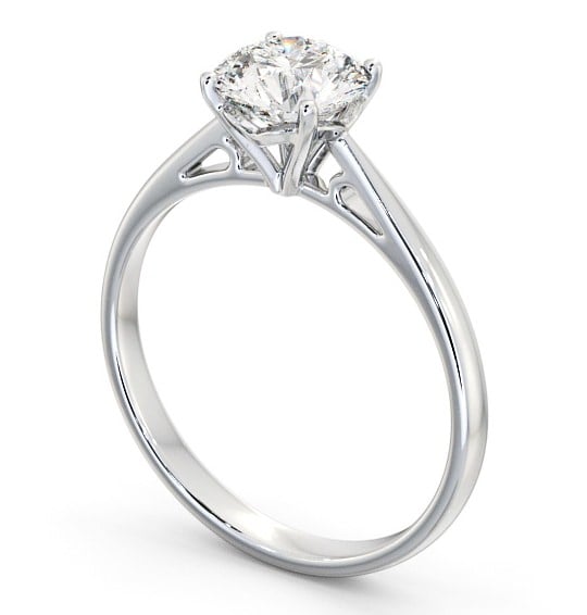 Round Diamond Cathedral Setting Engagement Ring 18K White Gold Solitaire ENRD102_WG_THUMB1