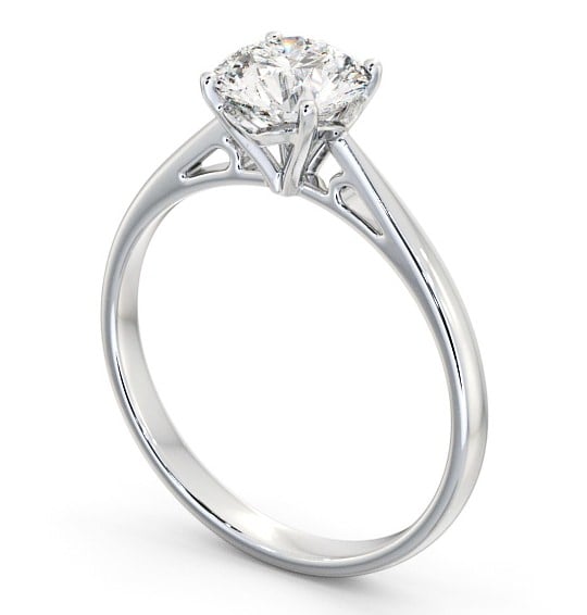 Round Diamond Cathedral Setting Engagement Ring 18K White Gold Solitaire ENRD102_WG_THUMB1 