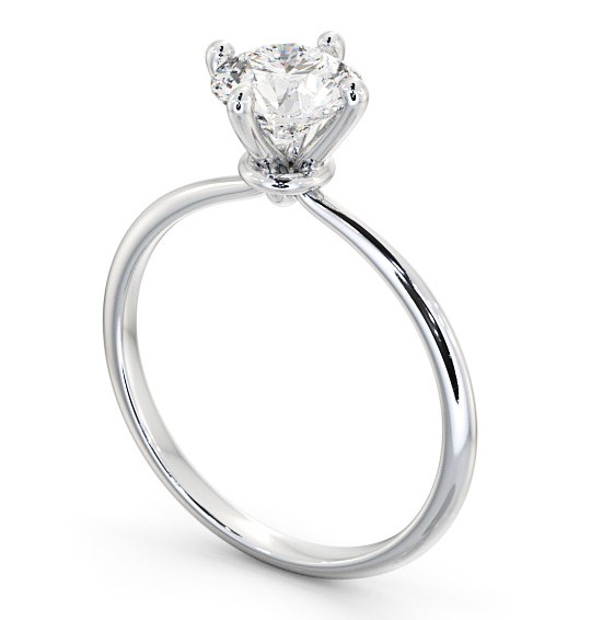 Round Diamond Dainty Engagement Ring Platinum Solitaire ENRD104_WG_THUMB1 