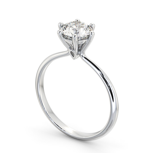 Round Diamond Engagement Ring 18K White Gold Solitaire - Galway ENRD105_WG_SIDE