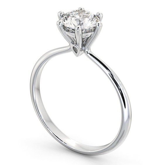 Round Diamond 6 Prong Dainty Engagement Ring 18K White Gold Solitaire ENRD105_WG_THUMB1