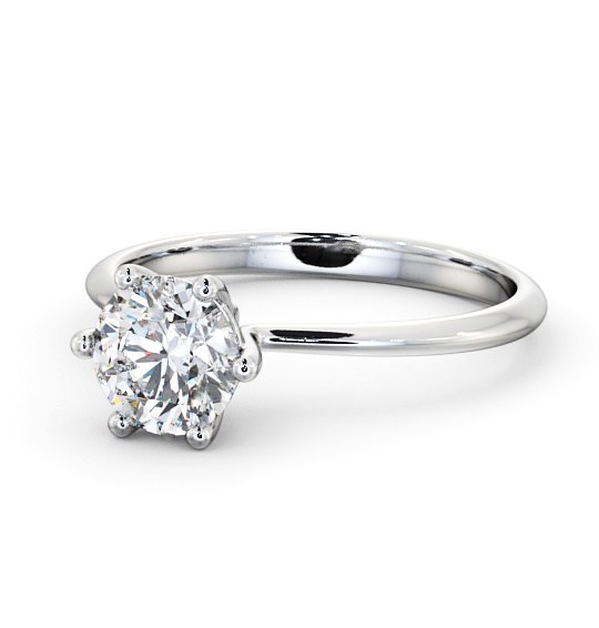 Round Diamond 6 Prong Dainty Engagement Ring 18K White Gold Solitaire ENRD105_WG_THUMB2 
