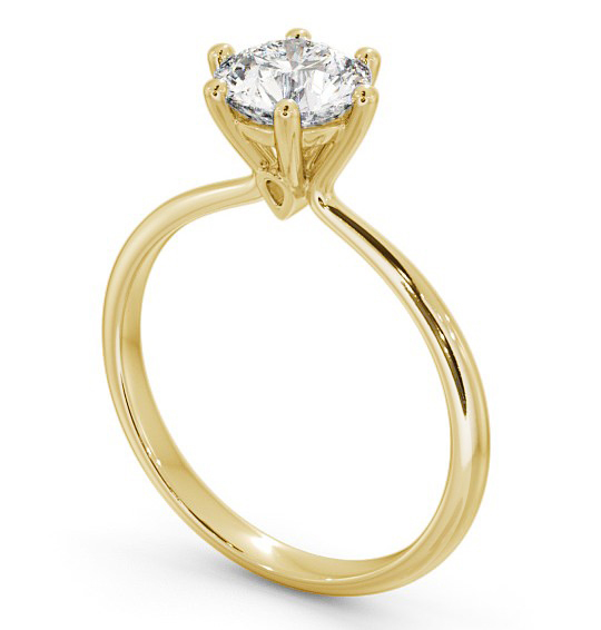 Round Diamond 6 Prong Dainty Engagement Ring 18K Yellow Gold Solitaire ENRD105_YG_THUMB1 