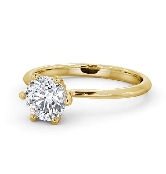 Round Diamond 6 Prong Dainty Engagement Ring 18K Yellow Gold Solitaire ENRD105_YG_THUMB2 