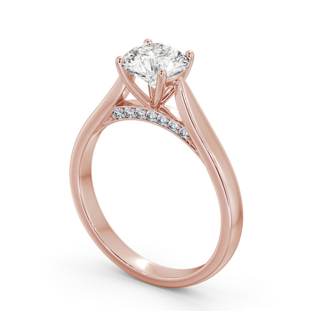 Round Diamond Engagement Ring 18K Rose Gold Solitaire - Berry ENRD106_RG_SIDE