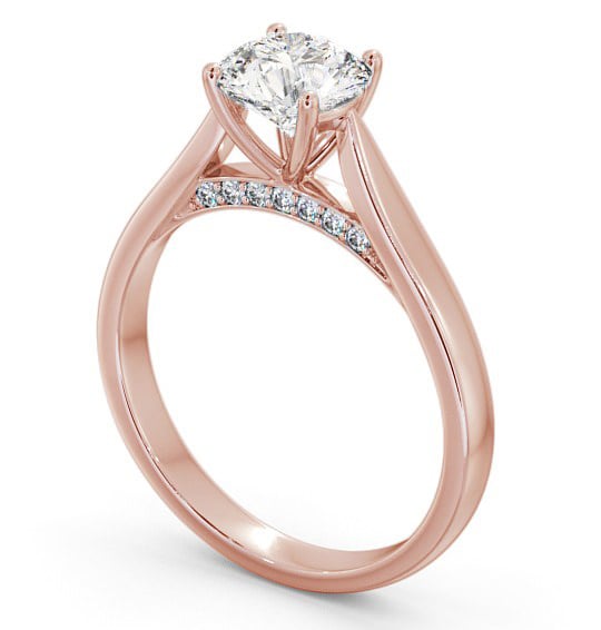 Round Diamond with Diamond Set Bridge Engagement Ring 18K Rose Gold Solitaire ENRD106_RG_THUMB1 