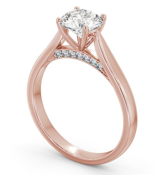 Round Diamond with Diamond Set Bridge Engagement Ring 18K Rose Gold Solitaire ENRD106_RG_THUMB1