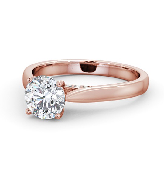 Round Diamond with Diamond Set Bridge Engagement Ring 18K Rose Gold Solitaire ENRD106_RG_THUMB2 