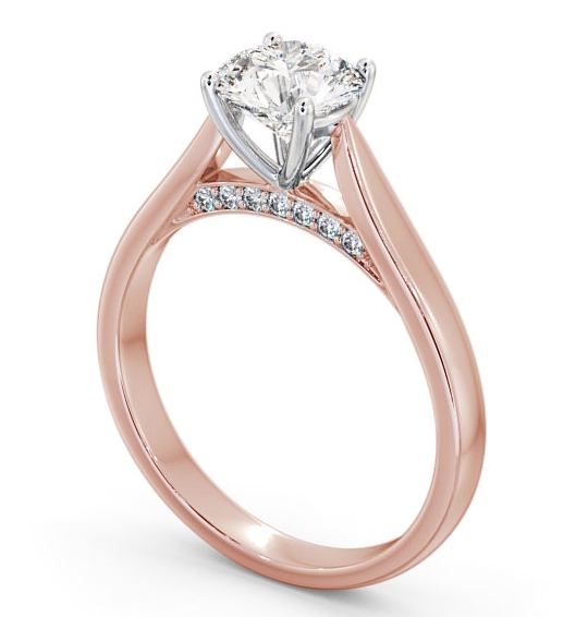 Round Diamond with Diamond Set Bridge Engagement Ring 18K Yellow and White Gold Solitaire ENRD106_RWG_THUMB1 