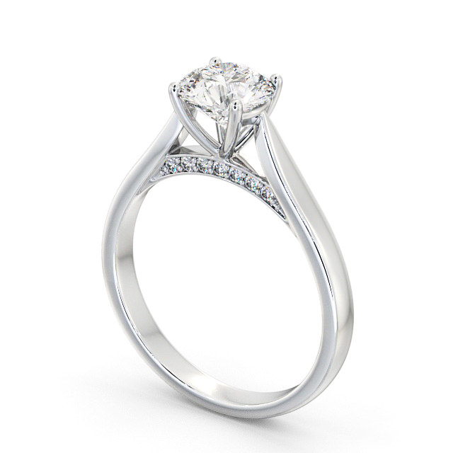 Round Diamond Engagement Ring 9K White Gold Solitaire - Berry ENRD106_WG_SIDE