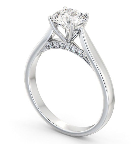 Round Diamond with Diamond Set Bridge Engagement Ring 18K White Gold Solitaire ENRD106_WG_THUMB1 